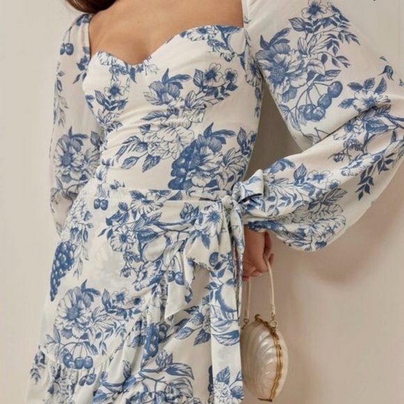 Reformation Blue Floral Cammi Dress - Picture 3 of 8